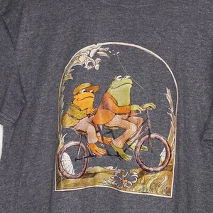 Two Frogs riding a bicycle T-shirt gray medium - Picture 1 of 3