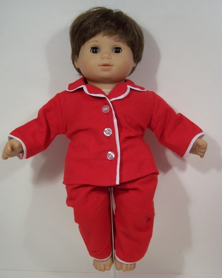"PAJAMA ROJO de Navidad Pijamas Camisa Pantalones Muñeca Ropa Para 15"" Bitty Baby Boy (Debs)" Foto 1 de 1