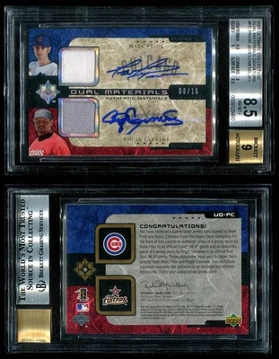 ROGER CLEMENS / MARK PRIOR 2005 ULTIMATE DUAL MATERIAL AUTOS #8/10 BGS 8.5 - Image 1 of 3