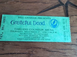 GRATEFUL DEAD Ticket December 27 1990 Oakland Coliseum Arena Beautiful Shape - Picture 1 of 4