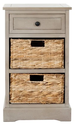 Hogar Colección Carrie Vintage Gris/Mimbre Natural 3 Cajones Almacenamiento Noche... Foto 1 de 4