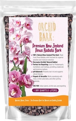 Corteza de orquídea premium 100 % pino de Nueva Zelanda - drenaje rápido, pudrición de raíces segura, saludable🪴 Foto 1 de 4