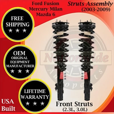 Puntales delanteros Monroe OEM para Ford Fusion/Mazda 6/Mercury Milan 2003-2009 guerra de 9 años. Foto 1 de 4