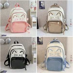 Transparent Ita Backpack DIY Display Rucksack Cartoon Cat School Bag School - Picture 1 of 16