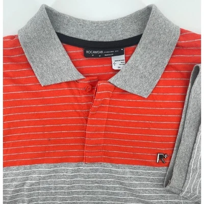Camisa Polo Rocawear Para Hombre 3XL Rayas Manga Corta Gris Naranja Grande y Alta Nueva con Etiquetas Foto 1 de 4