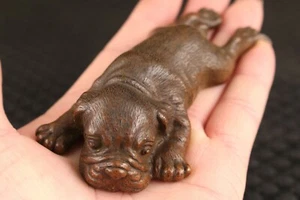 Fine chinese old red copper bronze casting lovely dog statue figure - Picture 1 of 7