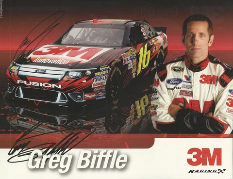 SIGNED 2011 GREG BIFFLE "3M RACING ROUSH FENWAY" #16 NASCAR SPRINT CUP POSTCARD Cover