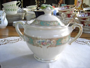 Azúcar verde vintage Syracuse China Federal RALEIGH con tapa ~ - Imagen 1 de 7