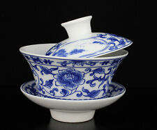 China Hand-painted Flower Pattern Blue And White Porcelain Covered Bowl