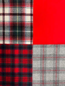 4 Vintage PENDLETON Red Wool Fabric Pieces Measuring 9x7" Each - Sweet Bundle! - Picture 1 of 4