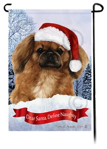 Dear Santa, Define Naughty Garden Flag - Brown Pekingese 098A - Picture 1 of 1