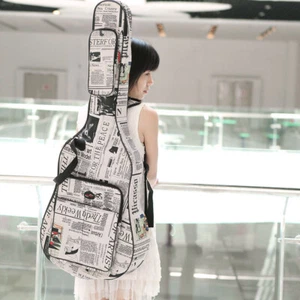 41" Acoustic Guitar Gig Bag 600D Oxford Cloth Newspaper Style Carrying Bag Y5O8 - Picture 1 of 12