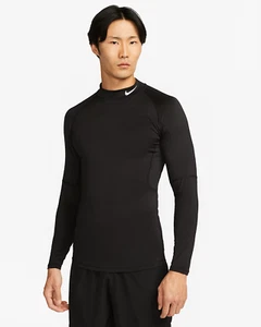 NWT Nike Pro Men's Dri-FIT Fitness Mock-Neck Long-Sleeve Top FB7908-010 Black L - Picture 1 of 7