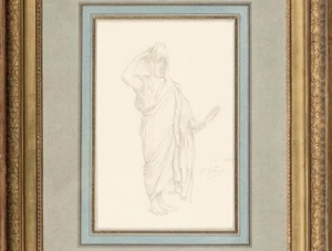 French Orientalist Drawing Jean Leon Gerome Napoleon Greek Roman Drama Mask - Picture 1 of 3