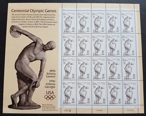USA 1996 Sports Centennial Olympic Games Atlanta 20v Stamps Full Pane Mint NH OG - Picture 1 of 3