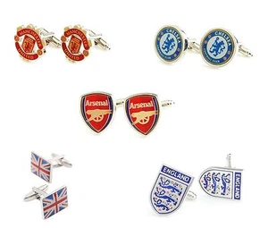 Football Club Cufflinks Novelty Wedding Fun Birthday Sports Gift UK MUFC AFC CFC - Picture 1 of 6