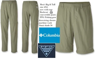 Columbia Men's Big&Tall size 4XL Backcast PFG Convertible Pants Olive 34" Inseam - Image 1 of 4