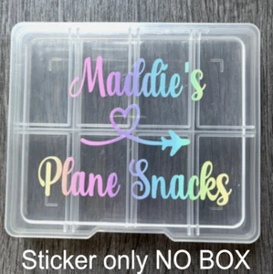 PERSONALISED Plane Snack Box Label Vinyl Decal Sticker - STICKER ONLY - NO BOX- - Picture 1 of 5