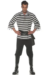 Brand New Striped Pirate Buccaneer Adult Costume (Black) - Picture 1 of 1