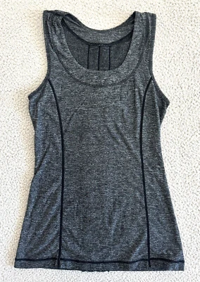 Camiseta sin mangas Lululemon Run Dash talla 4 gris jaspeado con volantes en la espalda Foto 1 de 4