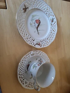 Kaffeegedeck 3- teilig (Rotkelchen) Burg Lindau Flora und Fauna neu - Bild 1 von 1
