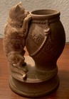 Faïence de Sarreguemines statuette chat crime lard salé XIXe