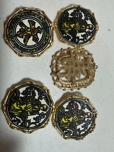 Lote de 1971 JANMAX ASIÁTICO VINTAGE DISEÑADOR FIRMADO COLORES BAMBÚ - Imagen 1 de 6