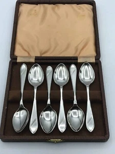 Vintage Boxed Set Six Sterling Silver Spoos Sheffield 1940s MADE IN ENGLAND - Picture 1 of 5