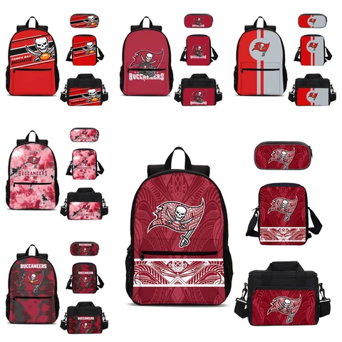 Tampa Bay Buccaneers Kids 4PCS Backpack Set Lunch Box Crossbody Bag Pencil Case Cover