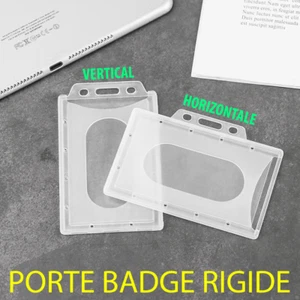Porte Badge Rigide Etui Carte Identification Pass Double Face Semi Transparent  - Imagen 1 de 6
