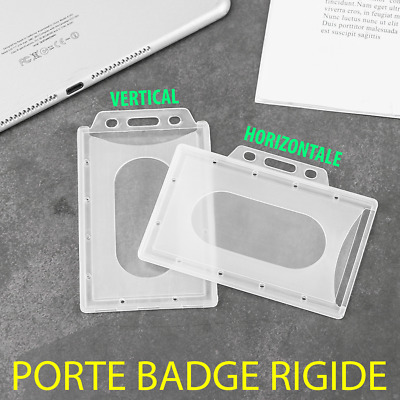 Porte Badge Rigide Etui Carte Identification Pass Double Face Semi Transparent  • 4.19€