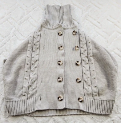 Vertigo Womens S Double Breasted Button High Ribbed Collar Poncho - Image 1 of 4