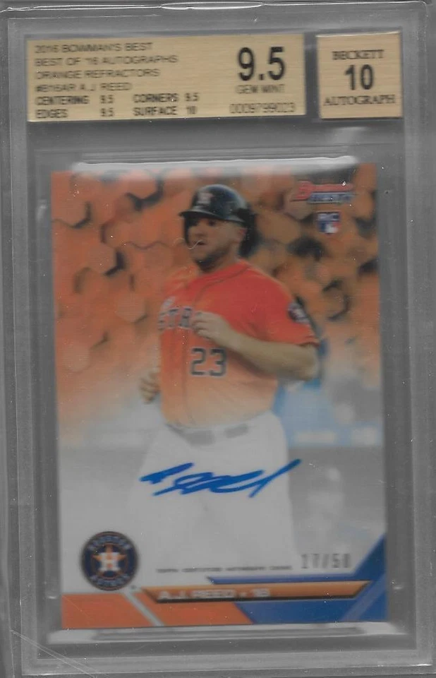 BGS 9.5 2016 Bowman's Best ORANGE REFRACTOR AUTO A J Reed RC #d 17/50 - Image 1 of 1