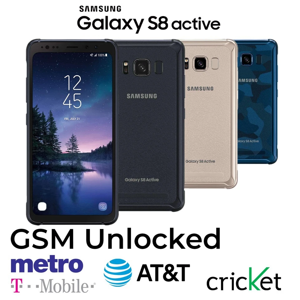Samsung Galaxy S8 Active SM-G892 64GB ( GSM Unlocked ) Gray Gold Blue Smartphone - Image 1 of 4