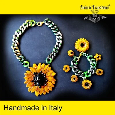 Mujer Collar Joyería Flor Sol Brutalista Modernista Girasol Pulsera Colgante Foto 1 de 4