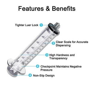 50 jeringas de PC de grado médico, conector roscado Luer Lock para antidespojamiento AU - Imagen 1 de 14