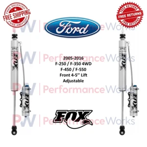 Fox 2.0 Reservoir Front Shock Pair For 05-16 F-250 F-350 F-450 F-550 SD 4-5" 4WD - Picture 1 of 12