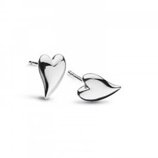 Kit Heath Desire Kiss Rhodium Plate Mini Heart Stud Earrings