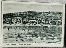 SILVI MARINA antica cartolina VEDUTA DAL MARE spiaggia animata anni '30