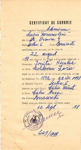 Romania, 1998, Vintage Matrimony Certificate, "Adormirea Maicii Domnului" Church - Picture 1 of 1