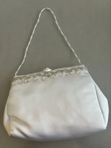 White Satin Embossed Bridal/Bridesmaid Wedding Necessity Bag - Picture 1 of 4