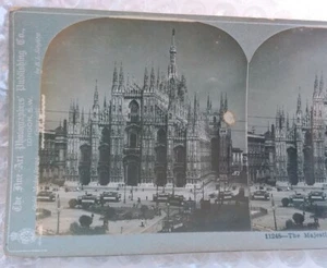 Vintage original Stereoview card Photo The Majestic Duomo Cathedral Milan Italy - Imagen 1 de 3