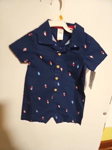 NWT Carter's Romper Bombpop Popsicles Boys 12 Months Outfit 4th Of July Summer - Picture 1 of 6