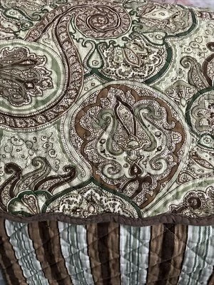 WAVERLY Quilted Reversible Table Runner Paisley Striped Cotton 13 X 64 Paisley - Image 1 of 4