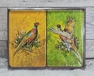 VTG Whitman Playing Cards Double Deck Purple Marble Case Sealed 70s Pheasants - Picture 1 of 10