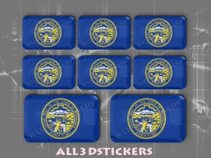 8 x 3D Stickers Resin Domed Flag Nebraska - USA Adhesive Decal Vinyl - Picture 1 of 1