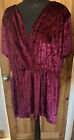 Simply Be Size 26 Top Plunge Wine Velour Velvet Red Party Burgundy Tunic Blouse