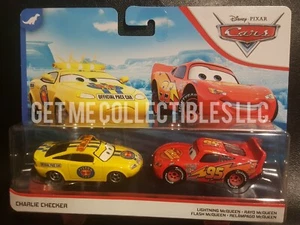 DISNEY PIXAR CARS CHARLIE CHECKER LIGHTNING MCQUEEN DINOCO 2020 2 PACK SAVE 6% - Picture 1 of 2