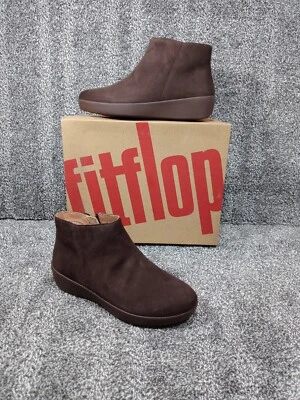 🆕 Zapatos Mujer FitFlop SUMI Talla 6.5 / 37.5 Gamuza Botines Cuero Marrón  Foto 1 de 4
