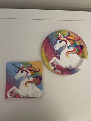 Unicorn Rainbow Party Pack for 16 People | Cake Plates & Napkins - Image 1 of 4